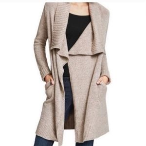 Cabi Tan Marled Speckled Waterfall Open Front Long Sweater Cardigan Size Medium